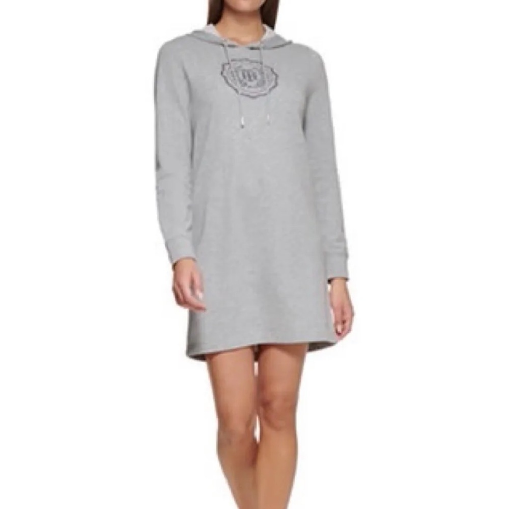 TOMMY HILFIGER Womens Hoodie Dress Gray Sweatshirt Dress sz XL ~ NEW